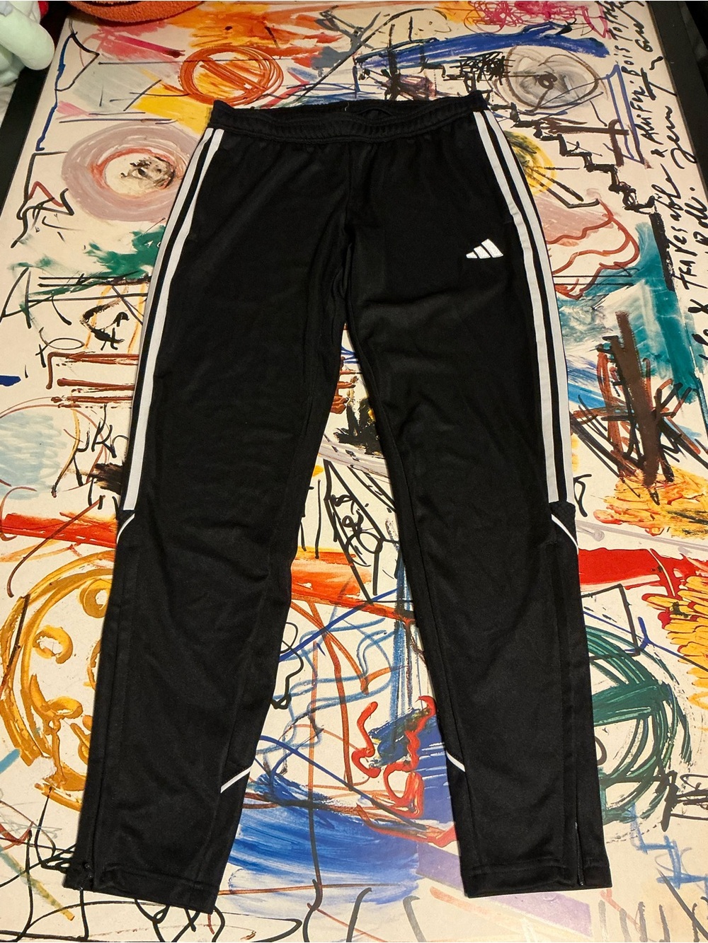 adidas Black Jogger Sweatpants with White Stripes -
